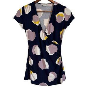 Boden Faux Wrap V-Neck Ruched Short Sleeve 
Top Woman’s Size 6R